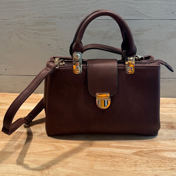 NWOT Women's Dasein Brown Vegan Leather Crossbody / Satchel bag Adjustable Strap - Picture 1 of 14